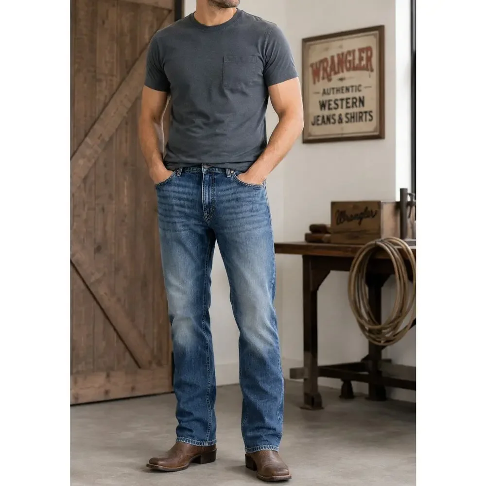 Wrangler Retro Slim Straight Jeans Men’s 38x32 Blue Denim pants Cowboy Western